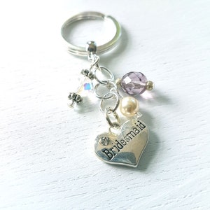 Bridesmaid Gift Keychain - Gifts for your Bridesmaids - Beaded Keyring for Bridal Attendants  - Bridesmaid Charm - KEY106