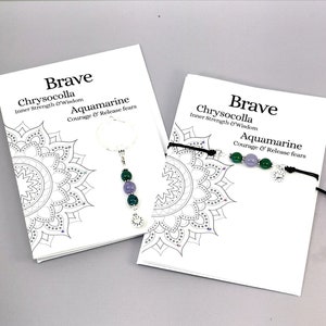 Bracelet de pierres précieuses courageux | Bracelet de rappel quotidien | Rappel quotidien Porte-clés | Simple - Bracelet minimaliste | Bracelet de voeux Brave Friends