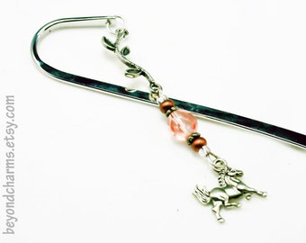 Silver Bookmark - Horse Bookmark. Beaded Horse Book Mark. Equestrian Bookmark. Horse Lover Gift. LBK018