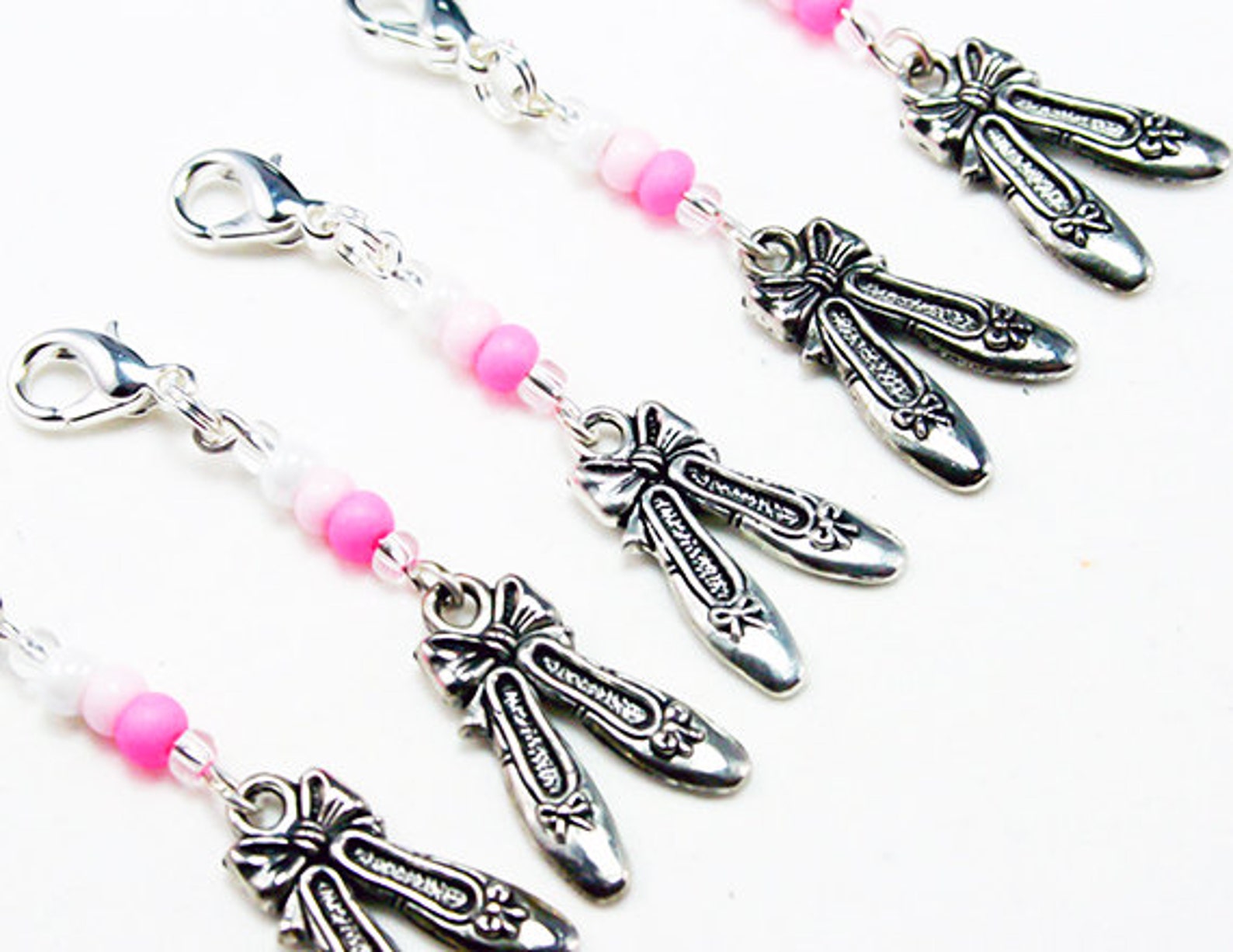 sale clearance - ballet shoes charm. beaded dance lover charm. cute gift for dance students. ballet charm. bsc069