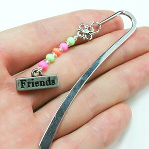 Friends Bookmark. Beaded Bookmark Gift. Best Friends Book Mark, Metal Bookmark , Gifts Under 5 Dollars, Book Lover Gift, Bookmarker SBK018 image 2