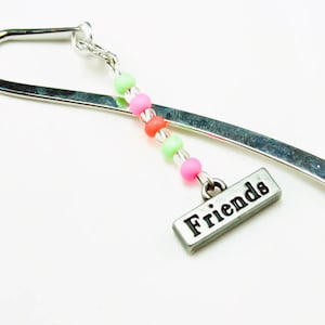 Friends Bookmark. Beaded Bookmark Gift. Best Friends Book Mark, Metal Bookmark , Gifts Under 5 Dollars, Book Lover Gift, Bookmarker SBK018 image 1