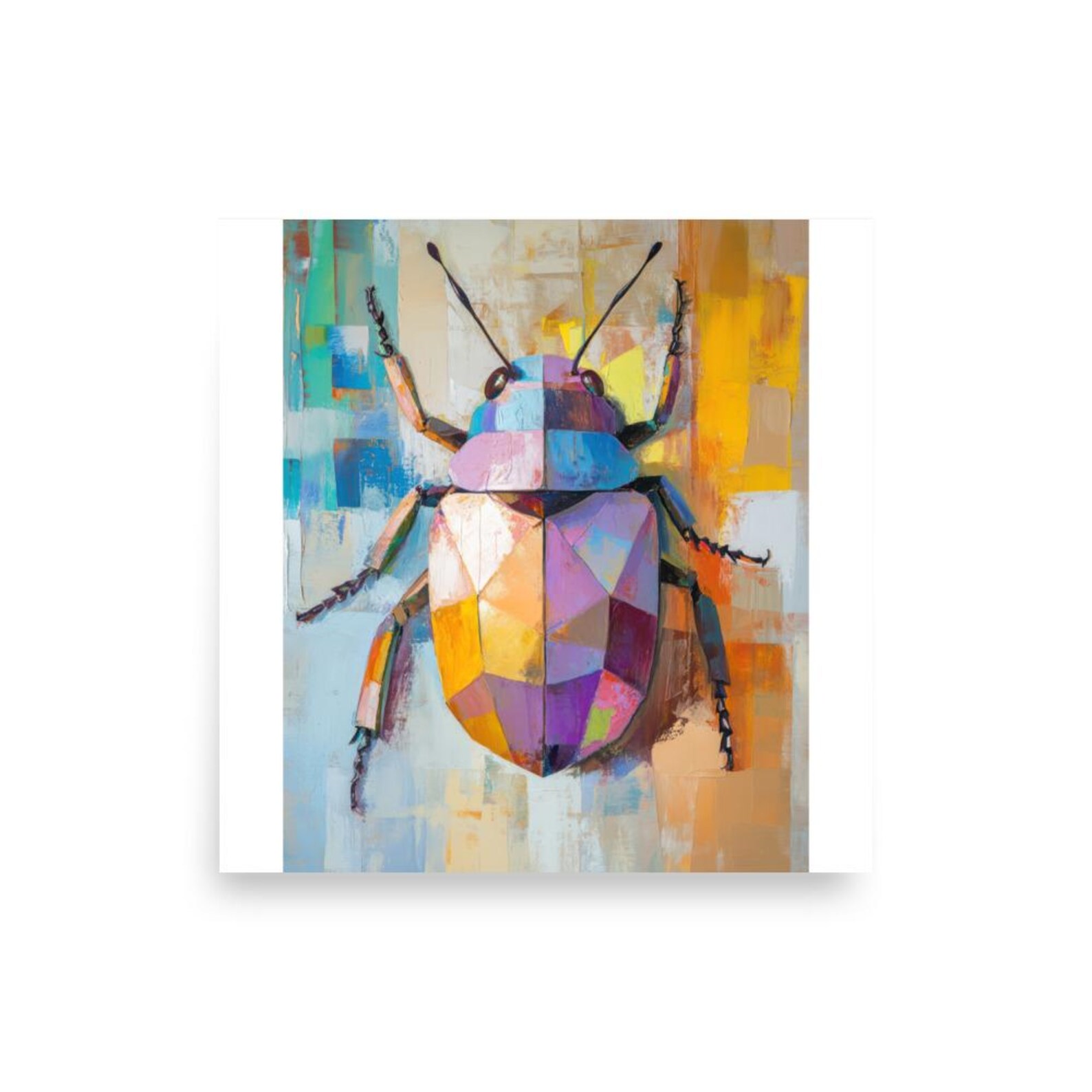 Beetle Art Print – Abstract Insect Wall Art, Modern Cubist Bug Decor ...
