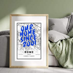 Individuelle Stadt Karte Druck, unser Zuhause, personalisierte digitale Wandkunst, benutzerdefinierter Digitaldruck, jede Stadt Karte