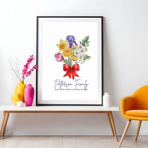 Birth Flowers Family Bouquet, Custom Personalized Print, mother's day gift