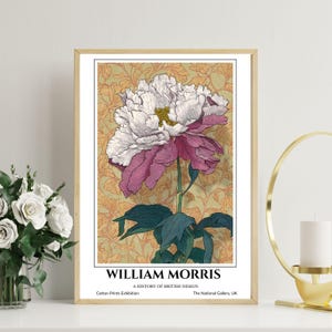 Peony Poster, William Morris vintage Botanical Flower Art Print, museum art,  Vintage Botanical Flower art nouveau