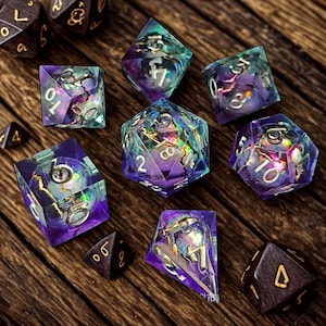 Galaxy Planet DnD Dice Set | Space-Themed Resin RPG Dice | Astronomy Polyhedral Dice for Dungeons and Dragons Gift