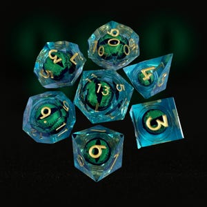 Flowing Eye Liquid Core Dice Set: Polyhedral RPG Dice for D&D