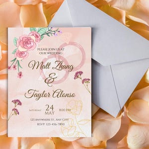Bearbeitbare Hochzeitseinladungsvorlage - Elegantes Canva-Design, druckbarer digitaler Download, Hochzeitseinladung, sofortiger Download, Hochzeitskarte