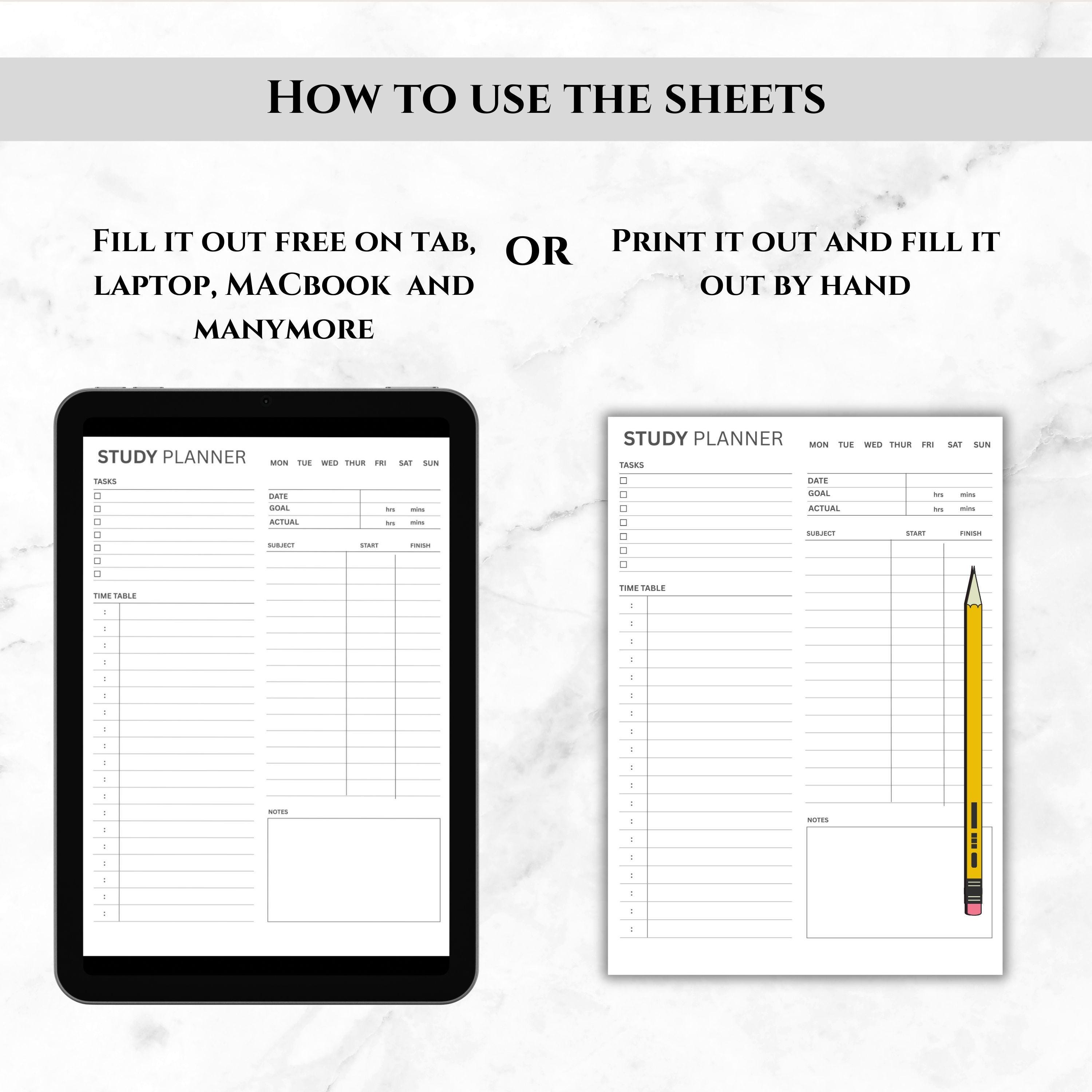 Printable Student Study Planner | Academic and Subject Organizer, Daily ...