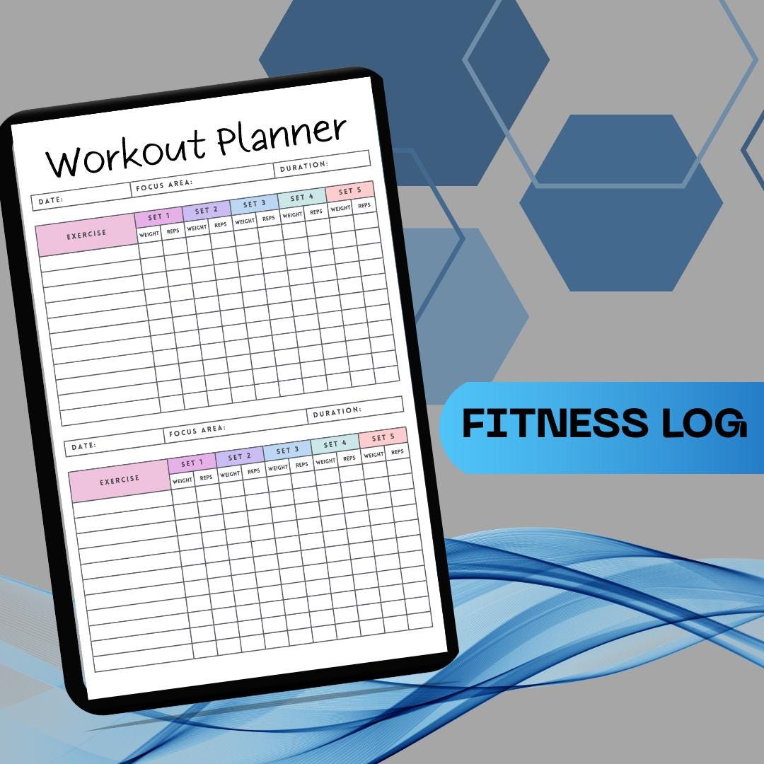 Printable Workout Planner | Fitness Tracker Log | Gym Exercise Log ...