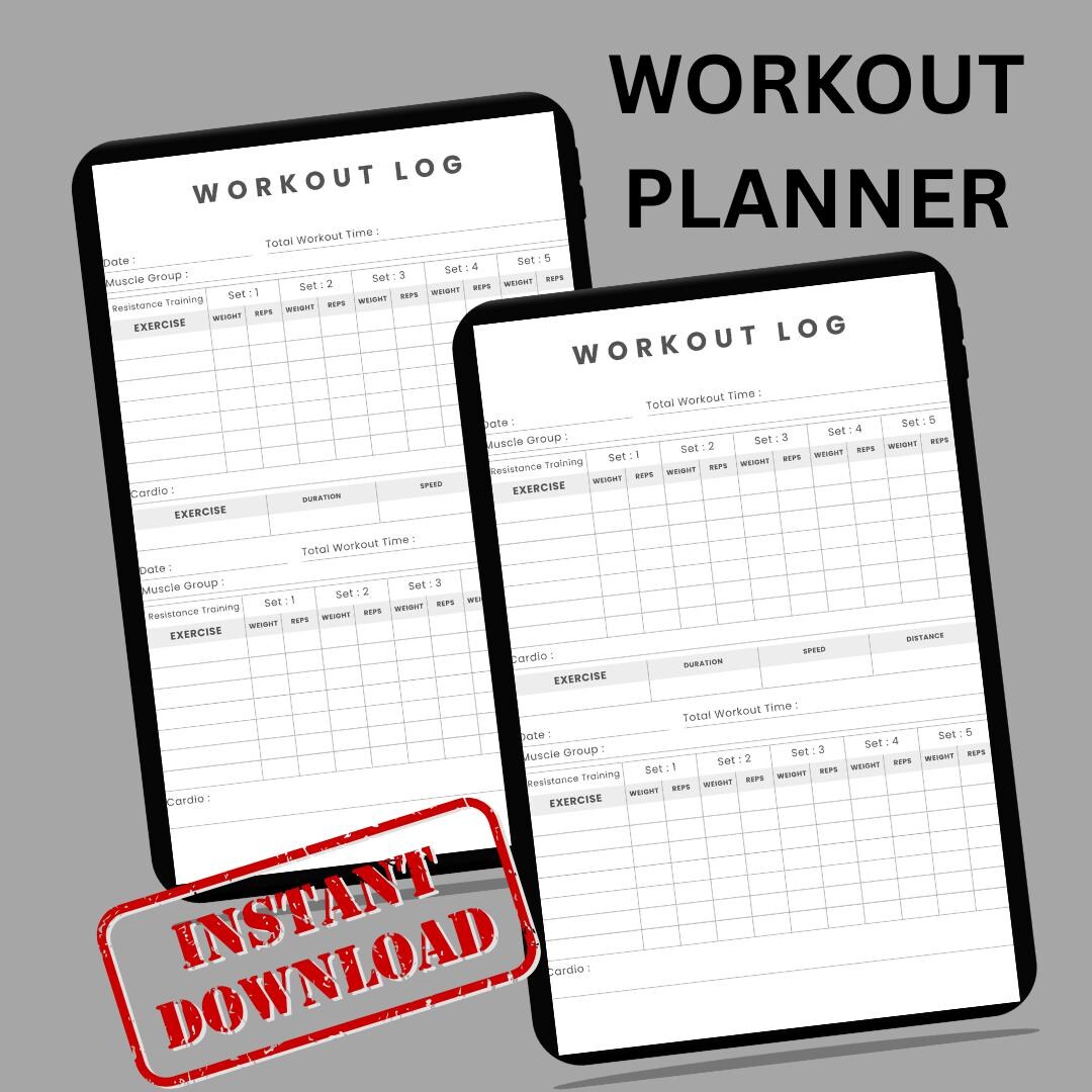 Printable Workout Log | Fitness Planner, Gym Training Journal ...