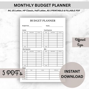 Monthly Budget Planner PDF | Simple Budget,Paycheck Tracker | Financial Planner | Monthly budget | Income Tracker Digital Download