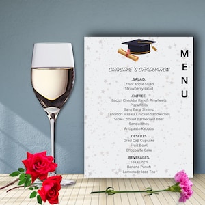 2025 Graduation Menu Template Editable Canva, Minimalist Grad Party Dinner Menu, Printable Lunch Decor,Affordable Food Menu Digital Download