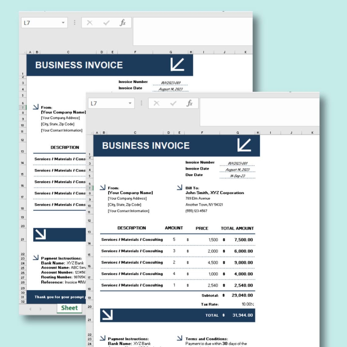 Editable Business Invoice Template | Google Sheets & Excel | Small ...