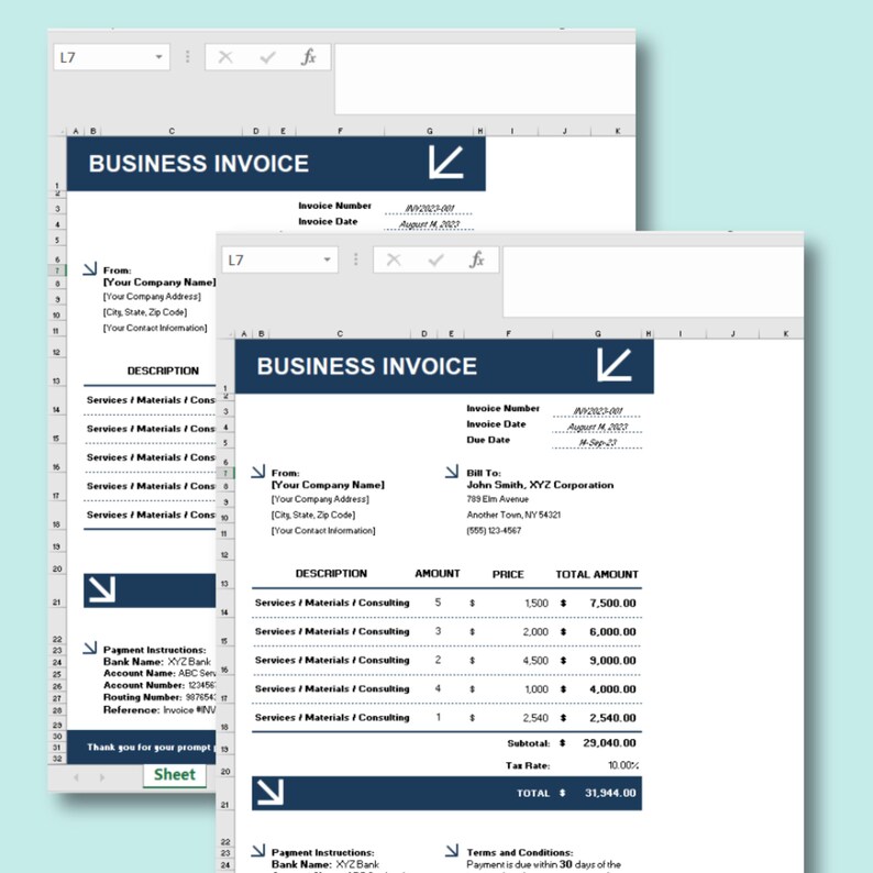 Editable Business Invoice Template | Google Sheets & Excel | Small ...