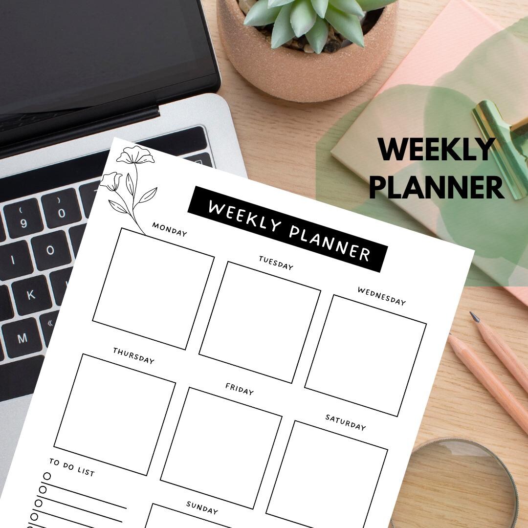 Minimalist Weekly Planner Printable | Undated Weekly Schedule Organizer ...