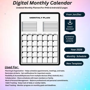 2025 Minimalist Year Calendar - Printable & Editable Monthly Planner | 12-Month Calendar Insert with Monthly Overview