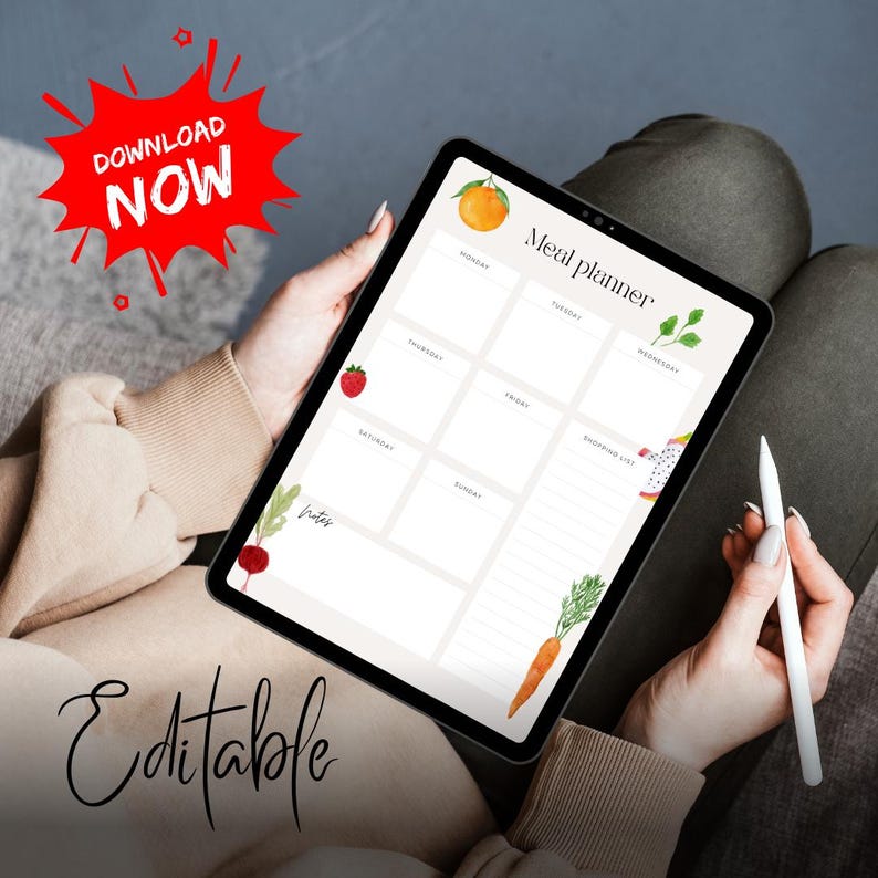 Weekly Meal Planner Printable | Minimalist Meal Planning Template ...