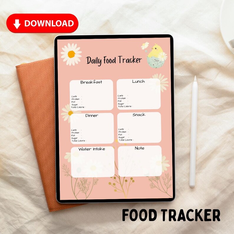 Editable Daily Food Tracker | Printable Meal Planner | Digital Health ...