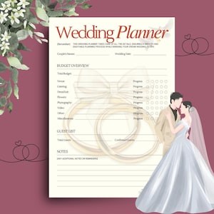 Elegant Wedding Planner Budget & Guest List Organizer| Instant Download | Printable Wedding Planner