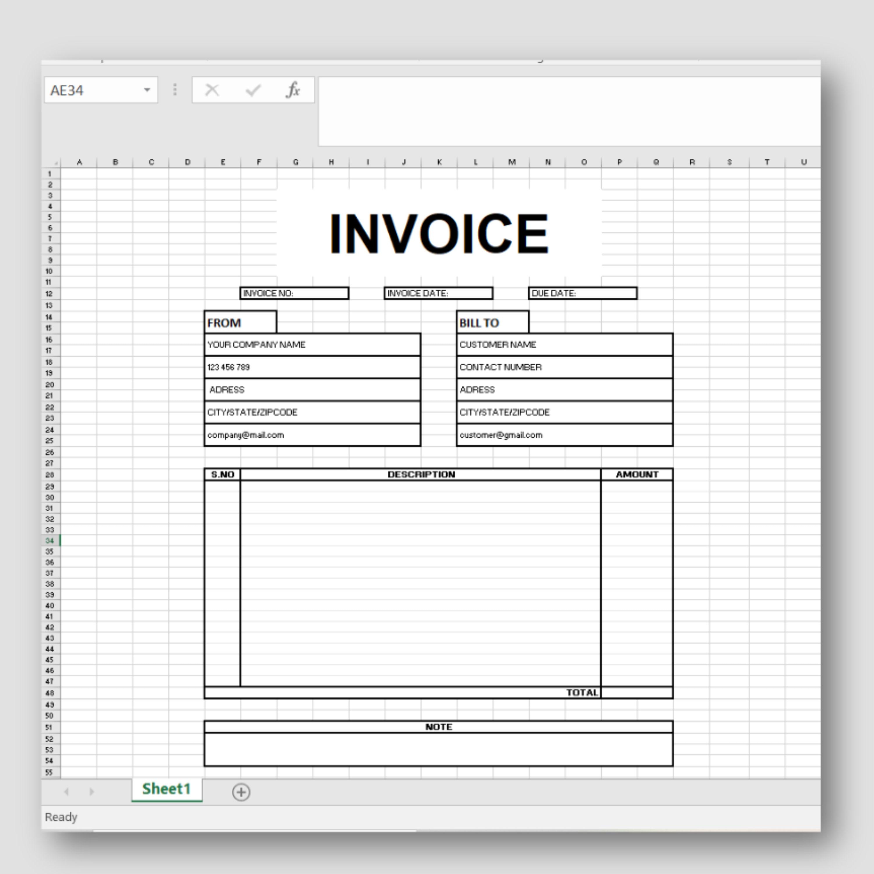 Editable Invoice Template, Small Business Billing, Canva Excel PDF ...