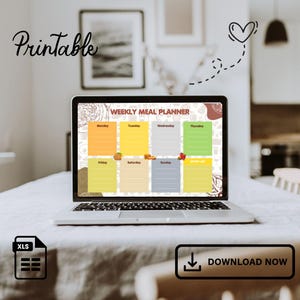 Weekly Meal Planner | Printable Meal Planning Template | Digital Food Planner | Grocery List | Meal Prep Organizer | Kitchen Planner