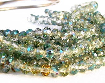 18" 4mm 6mm 8mm 12mm Sahara Golden Green AB rondelle faceted designer crystal glass beads PICK size