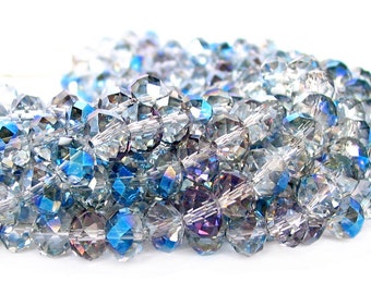16" 4mm 6mm 8mm 12mm Vitrail purple AB  designer glass rondelle Beads faceted crystal - PICK Size