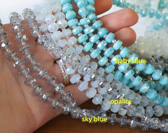 25" 99pcs 8mm Tire Heishi Rondelle Wheel designer glass Beads faceted crystal - Baby Sky Blue Opalite - PICK color