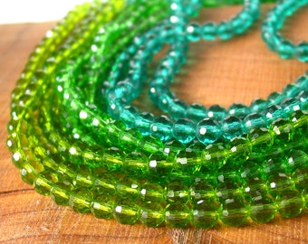 21" 6mm 8mm Green designer crystal round disco ball Beads faceted glass PICK Size / Length / Color