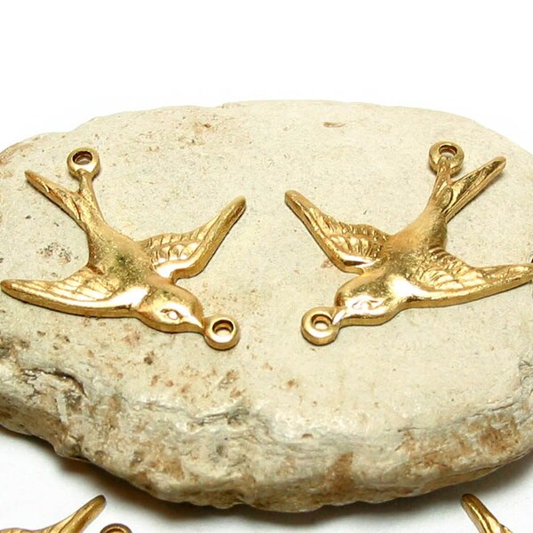 6pcs (3pair) brass Flying Sparrow Bird Connector Right and Left / East and West two loops