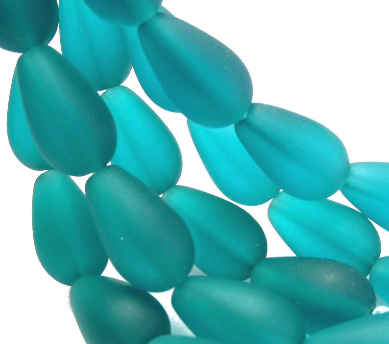 8 6mm 8mm 10mm peacock TEAL blue sea beach velvet glass beads matte frosted round recycled