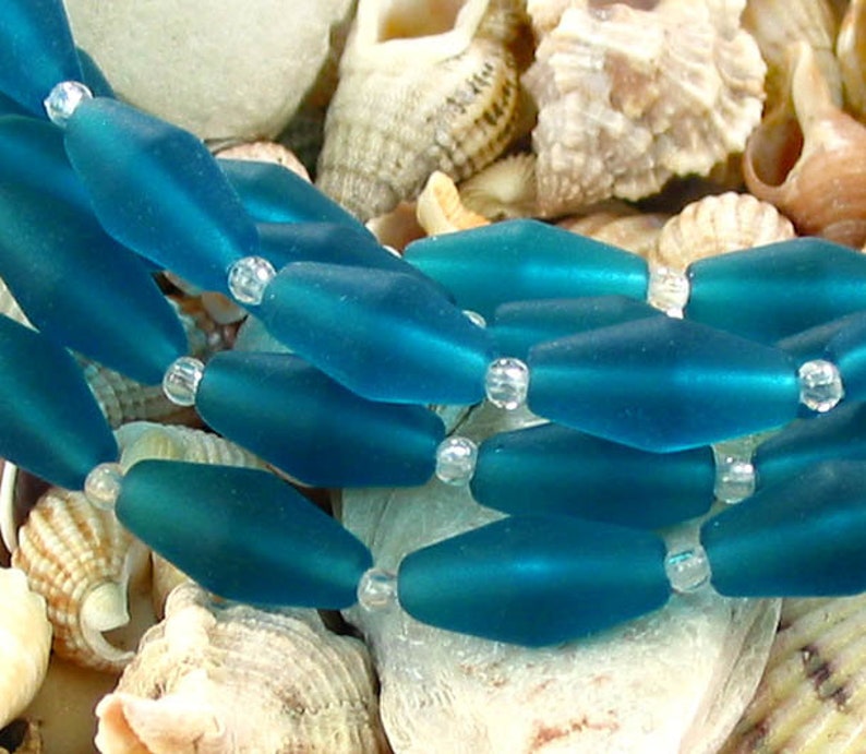 8 6mm 8mm 10mm peacock TEAL blue sea beach velvet glass beads matte frosted round recycled