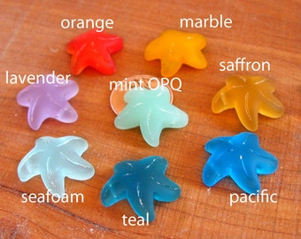 2 / 4 / 6 pcs 20mm TOP SIDE drilled small starfish sea beach glass pendant bead frosted recycled - Lavender Orange Yellow Teal Blue PICK