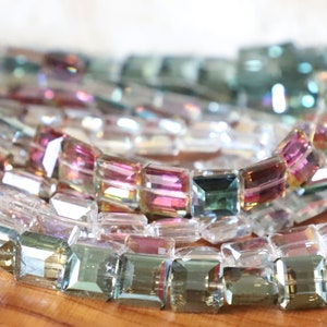 10pcs / 20pcs 13mm Square Designer Crystal Glass Faceted nugget Beads half coat - Clear AB - Sahara Green - Olive Green