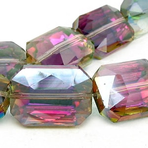 13" 18pcs Sahara Green 18mm Rectangle Designer Crystal Glass Faceted nugget Beads half coat - full /  half strand