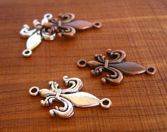 4pcs antique copper / silver 32mm x 18mm lily connector link charm metal findings LEAD FREE - PICK color
