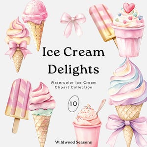 Clipart pastel aquarel ijs – schattig dessert png, ijslolly, zoete lekkernijen voor kinderen, digitale download voor kinderdagverblijf en uitnodigingen