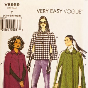 Vogue Sewing Pattern for Cape in 3 Lengths Vogue 8959 - Etsy