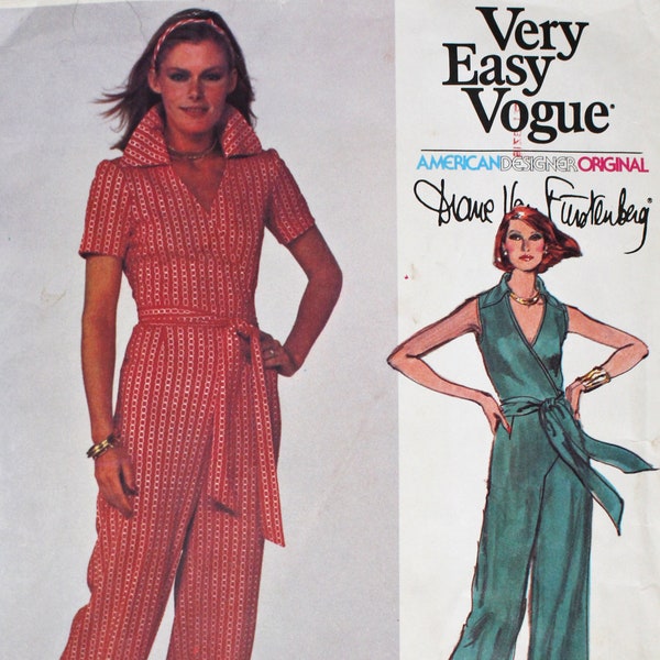 Diane von Furstenberg sewing pattern - Very Easy Vogue 1612 American Designer Original vintage 1970s pattern for DVF jumpsuit bust 34 UNCUT