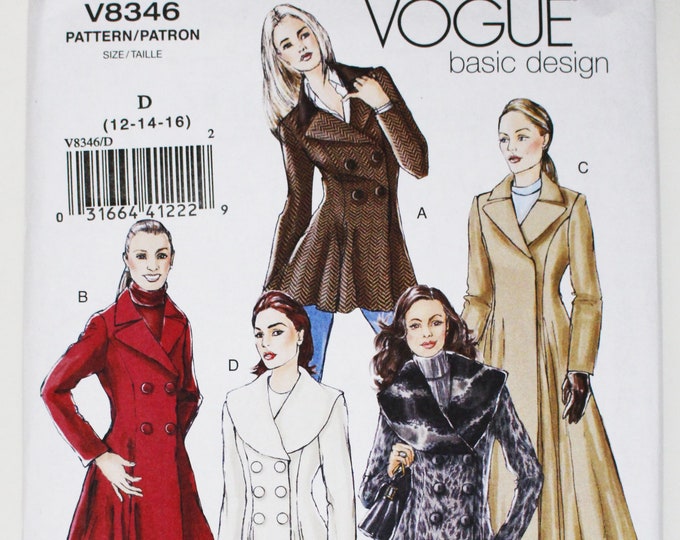 Vogue Sewing Pattern for Coat Vogue 8346 Bust 34 to 38 Etsy