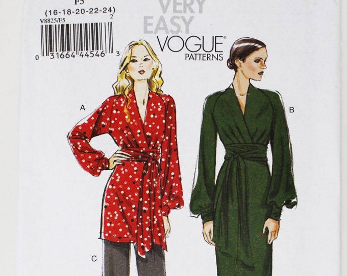 Vogue Sewing Pattern for Wrap Dress / Top Pants Vogue 8825 Bust