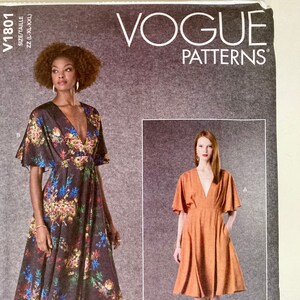 Vogue sewing pattern for dress in 2 lengths - Vogue 1801 - sizes L and XL and XXL - bust 38 to 48 - UNCUT