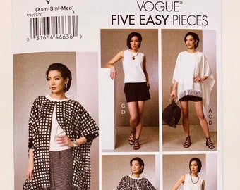 Vogue sewing pattern for top poncho shorts & pants - Vogue 9191 - Vogue Five Easy Pieces - sizes XS S M - bust 29.5 to 36 inches - UNCUT