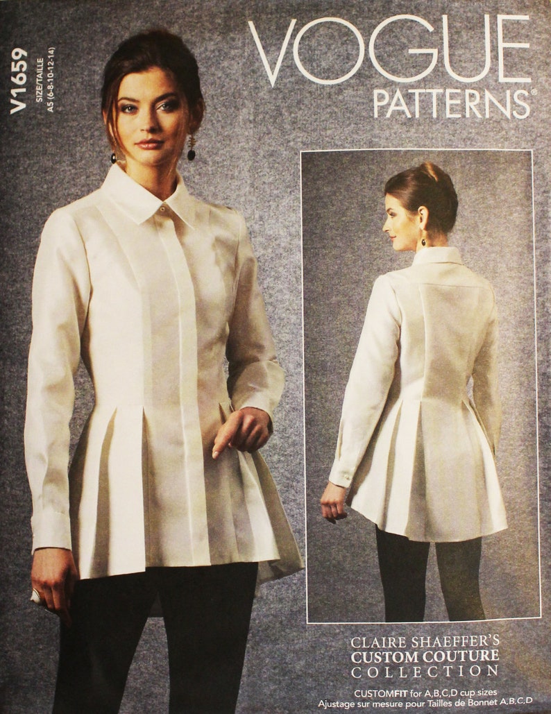 Claire Shaeffer Sewing Pattern for Shirt Vogue Patterns Etsy
