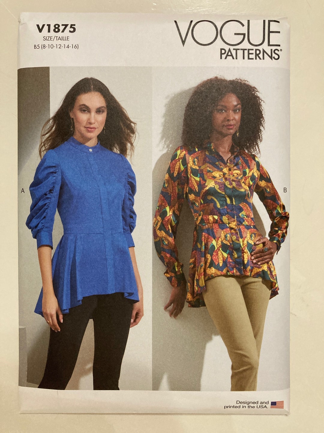 Vogue Sewing Pattern for Top / Blouse - Optional Ruched Sleeves - Vogue ...