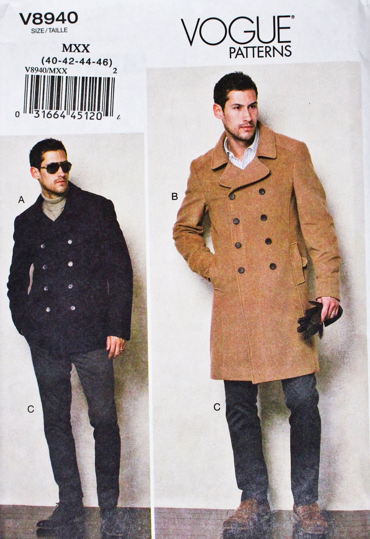 Vogue 8940 Men's Coat / Jacket & Pants Sewing Pattern | Etsy