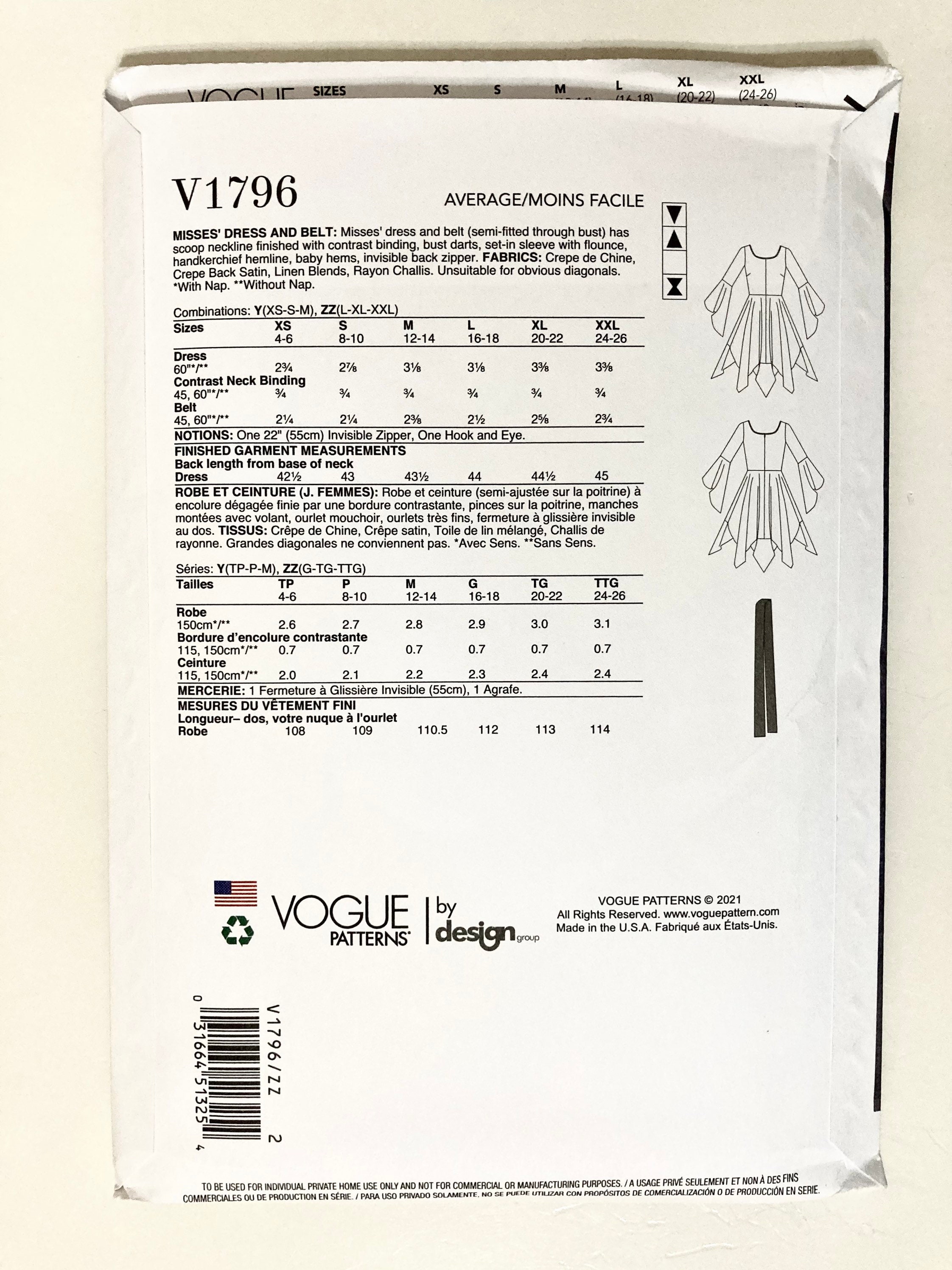 Zandrra Rhodes Patterns Designer Zandra Rhodes Sewing Pattern for Dress Vogue 1796 Bust 38 to ...