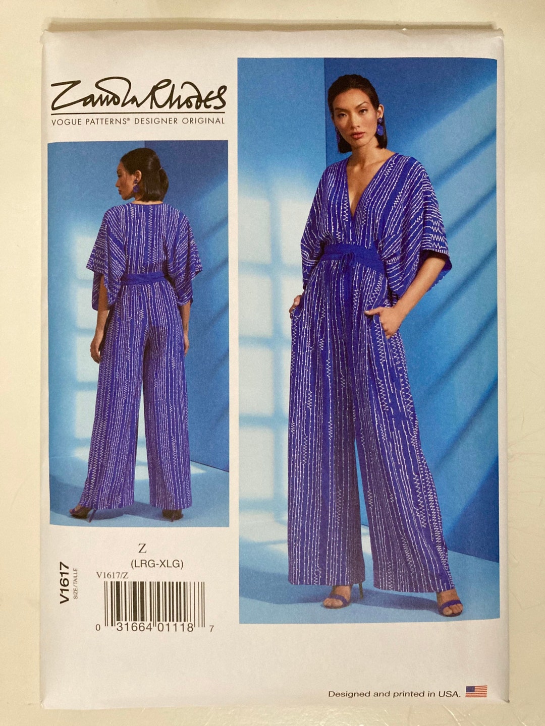 Zandra Rhodes Patterns Designer Zandra Rhodes Sewing Pattern for Jumpsuit - Vogue 1617 - Sizes ...